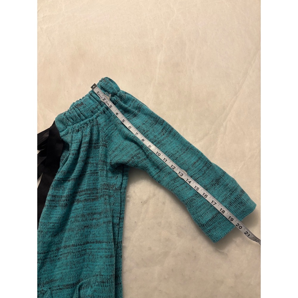 Eva Franco Teal Black Marled Knit Cardigan Sweater Tie Neck Pockets Size 6 - Picture 7 of 7